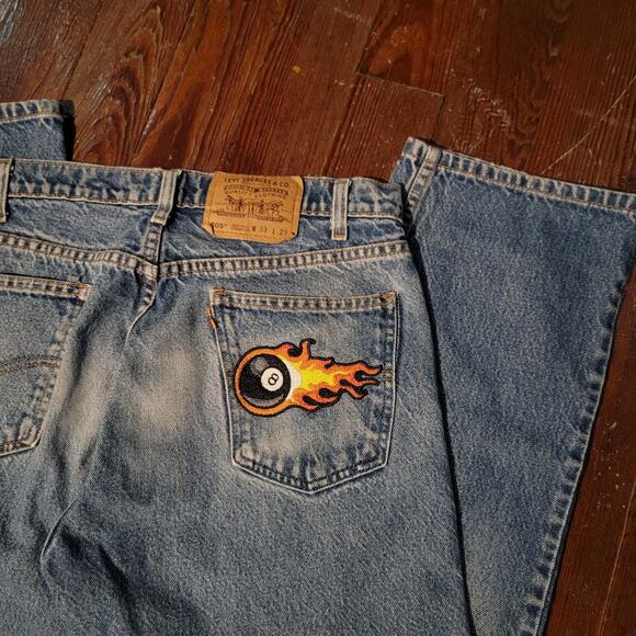Custom One of One Levi Orange Tab Jeans - Picture 1 of 7